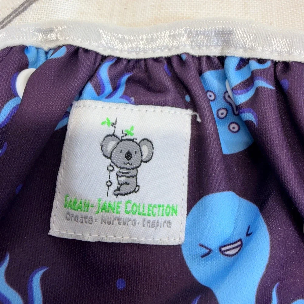 Sarah-Jane Collection Swim Diapers OS Blue Octopus Whale Reusable Snaps Set of 2
